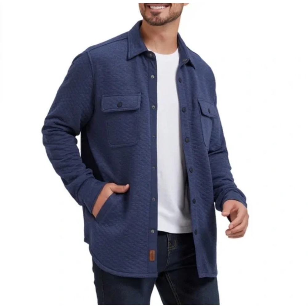 Cloudveil Mountainworks Mens Quilted Shirt‎ Jacket Navy Blue XL Snap Front